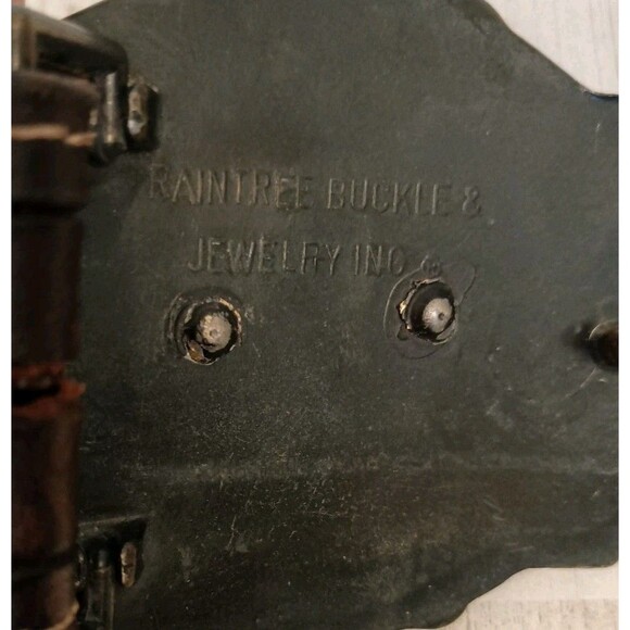 Vtg. 70s Quail Buckle Raintree Jewelry & Co On Hand Tooled Leather Belt Size 36 - Picture 10 of 16